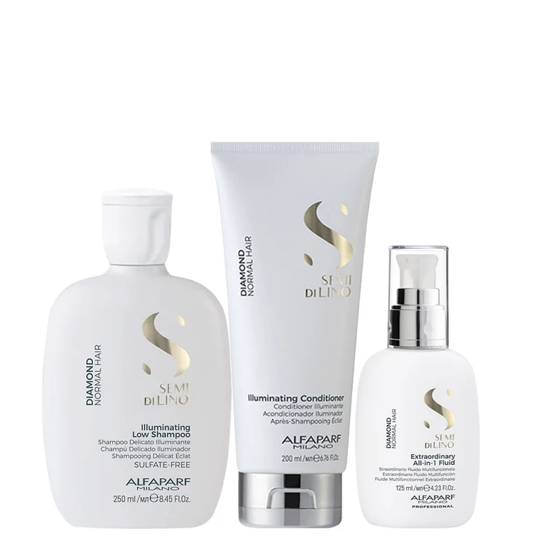 Alfaparf Milano Semi Di Lino Diamond Shampoo 250ml Conditioner 200ml All-In-1 Fluid 125ml