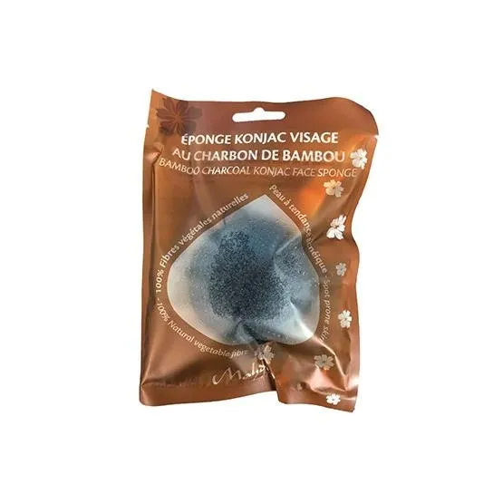 Eponge Konjac Naturelle Visage au Charbon de Bambou Peaux Acnéique-Beliflor
