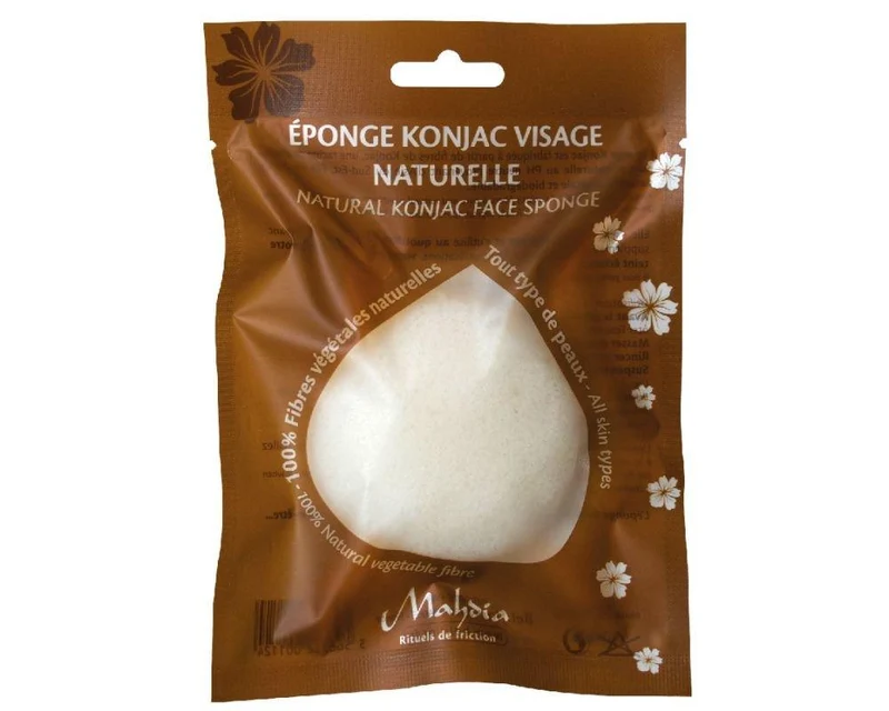Eponge Konjac Naturelle Visage Blanche ToutType de Peaux-Beliflor