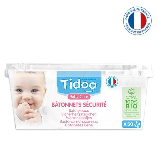 Bâtonnets de Sécurité Bébé en Coton Bio - 50 Unités-Tidoo