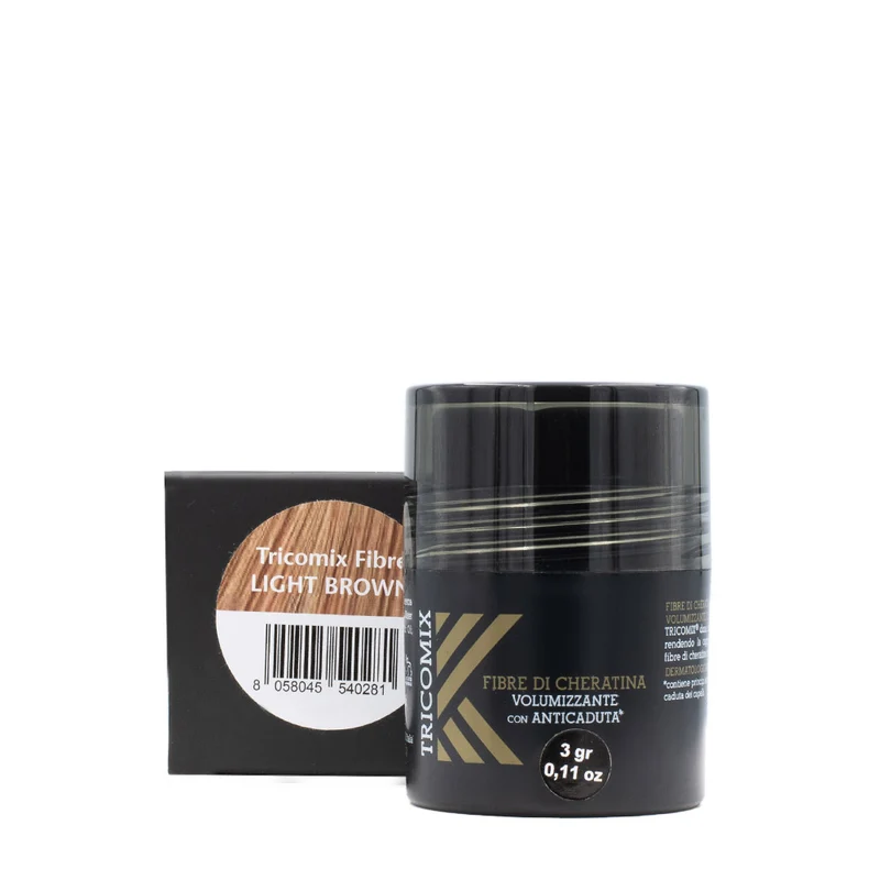 Tricomix Fibre Di Cheratina Light Brown 3gr - fibres de kératine volumatrices avec action anti-chute