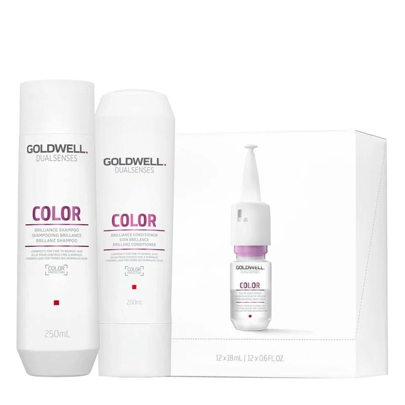 Goldwell Dualsenses Color Brilliance Shampoo 250ml Conditioner 200ml Serum 12x18ml