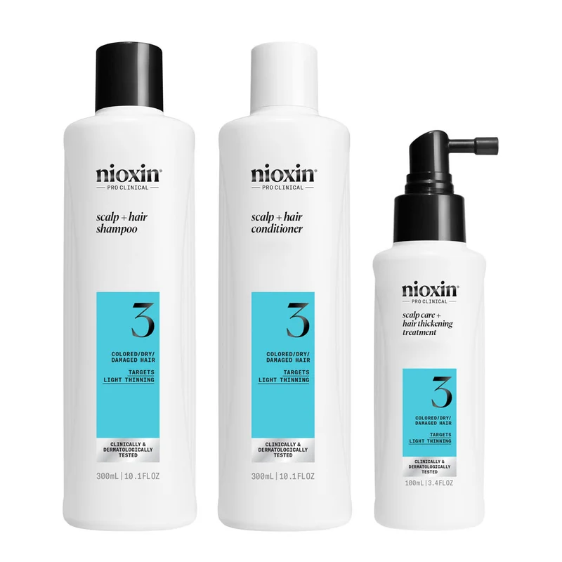 Nioxin Système 3 Kit Triphasique 300ml - kit cheveux légèrement clairsemés