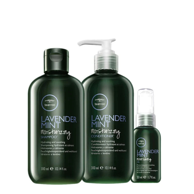 Paul Mitchell Kit: Tea Tree Lavender Mint Moisturizing Shampoo 300ml - Conditioner 300ml - Nourishing Oil 50ml