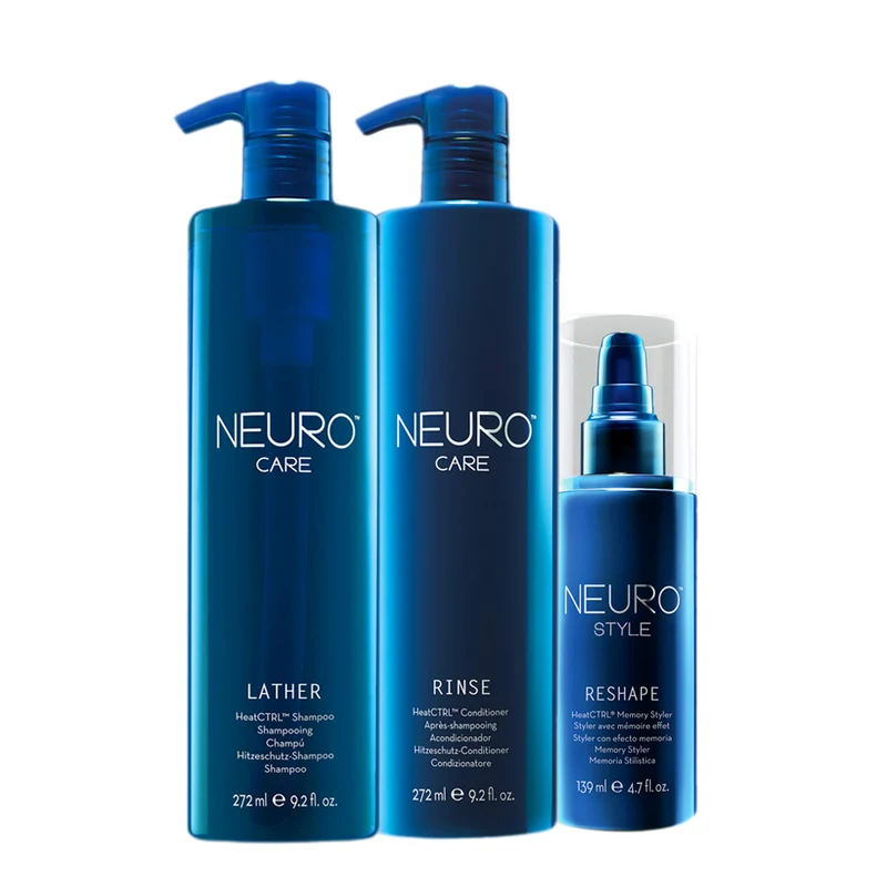 Neuro Care Lather HeatCTRL Shampoo 272ml Conditioner 272ml Reshape HeatCTRL Memory Styler 139ml