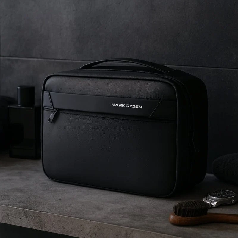 Trousse de toilette homme cuir voyage - Format compact