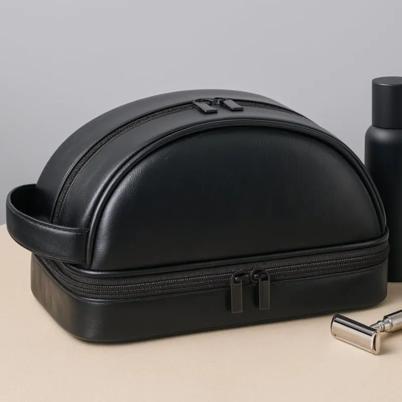 Grande trousse de toilette homme cuir – Élégance & capacité