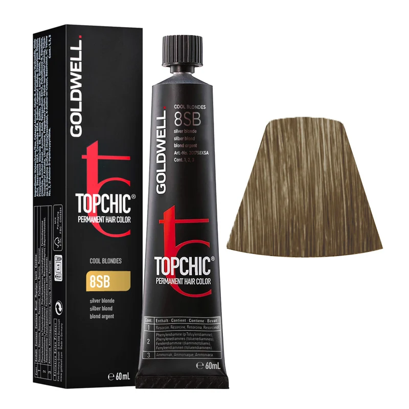 Goldwell Topchic Tube 8SB Blond Argenté 60ml - coloration permanente en tube