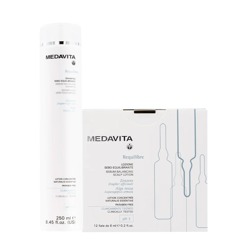 Medavita Requilibre Shampooing sébo-équilibrant pH 5.5 250ml Sebum-Lotion sébo-équilibrante pH 3 12x6ml