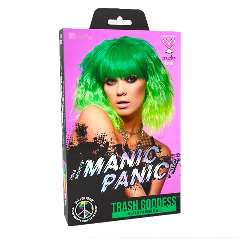 Manic Panic Venus Envy Trash Goddess Wig - perruque vert électrique jaune fluo