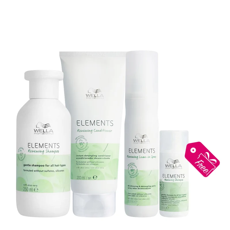 Wella New Elements Shampoo Renew 250ml Conditioner 200ml Lotion 150ml + Shampoo 50ml GRATUIT