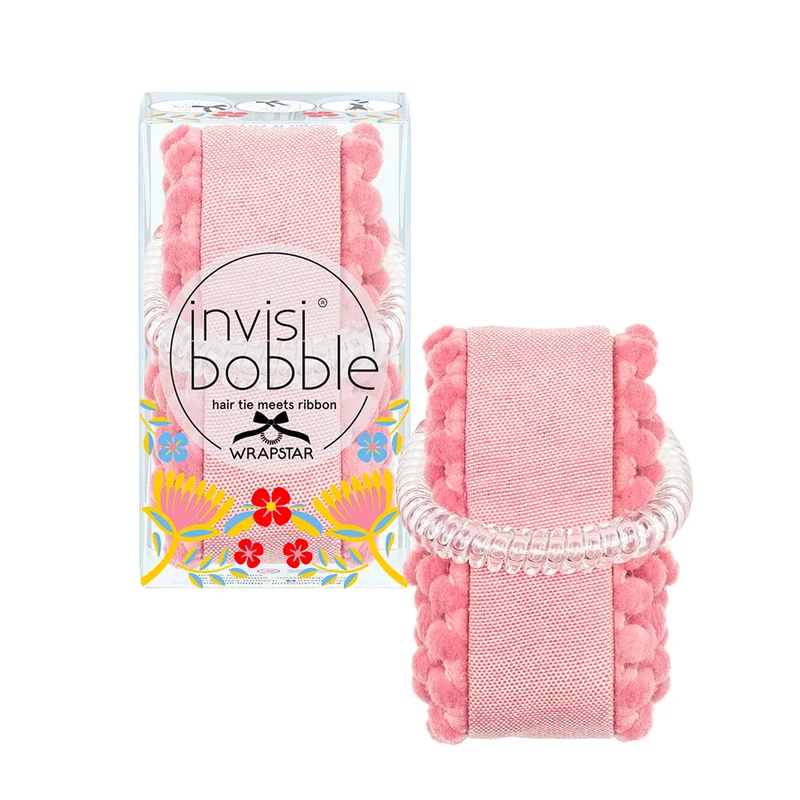 Invisibobble Wrapstar Flores & Bloom Ami & Co - élastique spirale avec ruban rose