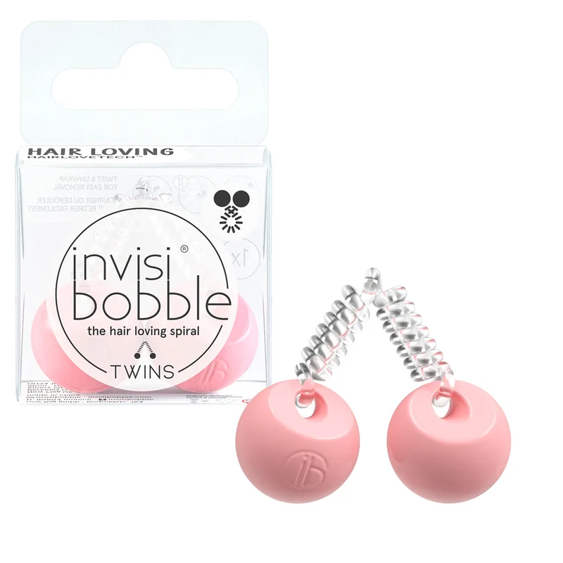 Invisibobble Twins Prima Ballerina - élastique ouvert avec boule rose sur le côté