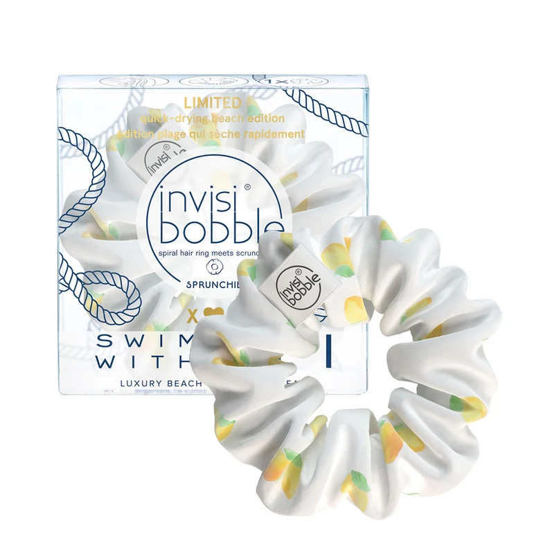 Invisibobble Sprunchie You're Simply The Zest - élastique à cheveux blanc avec des citrons