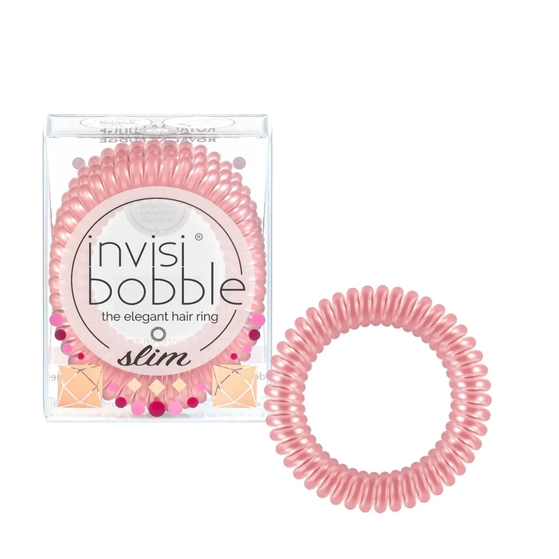 Invisibobble Slim British Royal Royal Fudge - élastique en spirale rose transparent