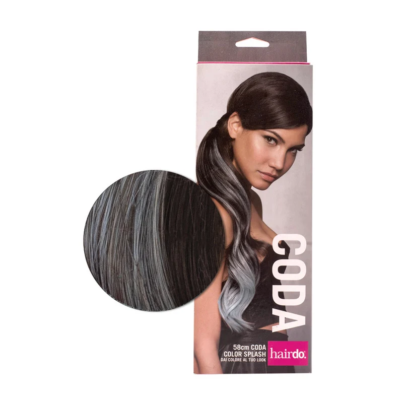 Hairdo Queue Color Splash Bleu 58cm - queue bleu sur marron clair