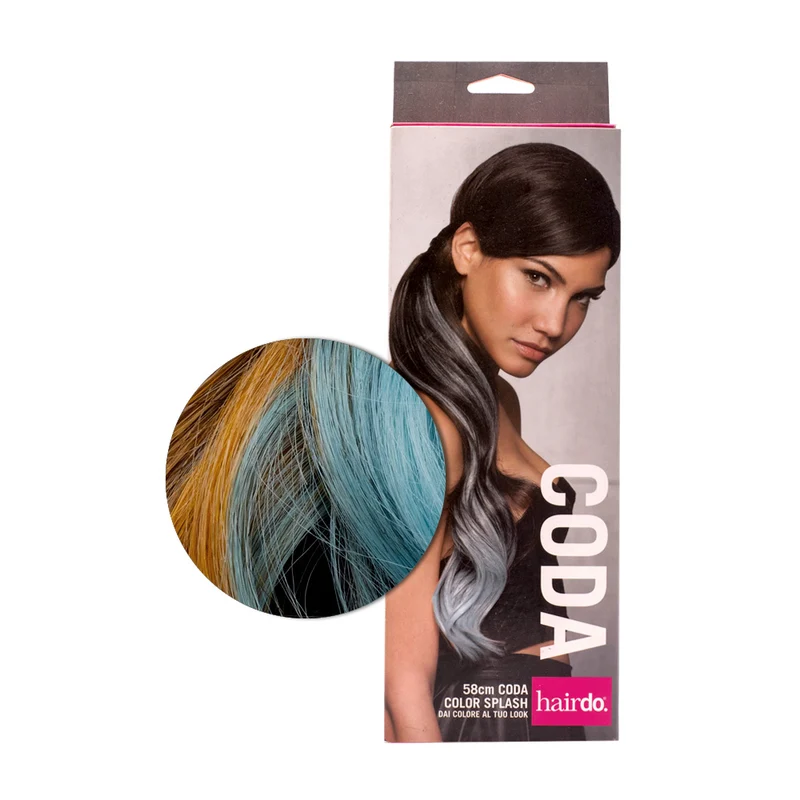 Hairdo Queue Color Splash Ginger Blonde / Blue 58 cm - queue bleu clair sur blond moyen doré