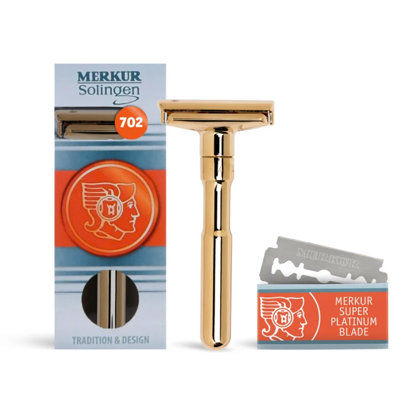 Merkur Futur Adjustable Double Edge Safety Razor with Snap Closure, Gold