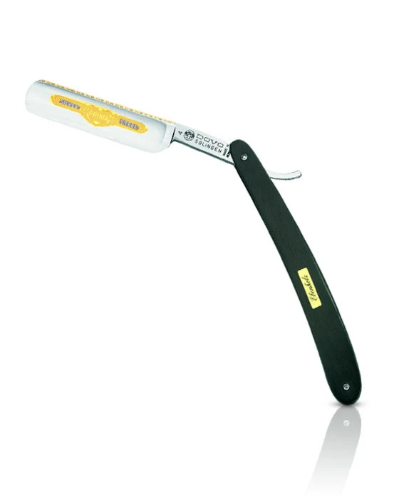 DOVO Silver Steel Straight Razor 5/8 in. Half Hollow Ground Blade, Ebony Wood Handle