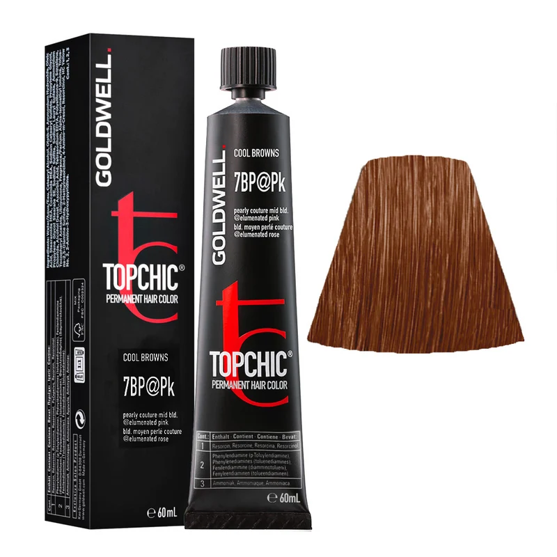 Goldwell Topchic Tube 7BP@Pk Pearly Fashionable Blond Moyen Elumenated Rose 60ml - coloration permanente en tube