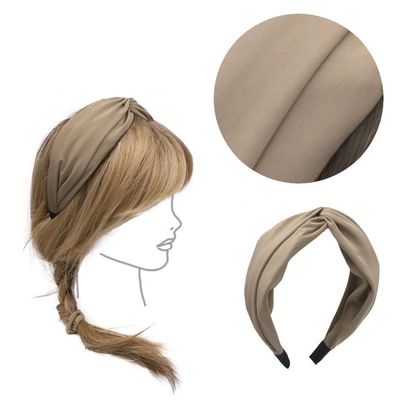 VIAHERMADA Bandeau en Tissu Beige avec Noeud