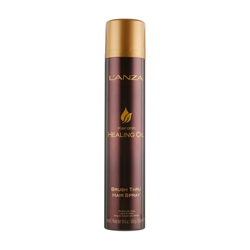 L' Anza Keratin Healing Oil Brush Thru Hairspray 350ml - Laque tenue flexible