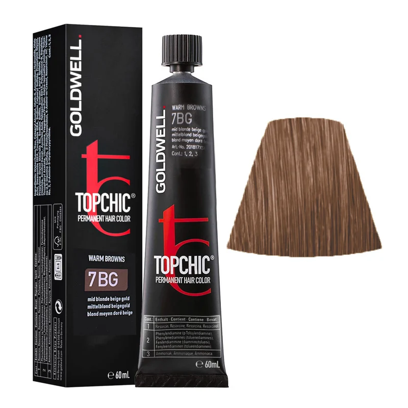 Goldwell Topchic Tube 7BG Blond Moyen Beige Doré 60ml - coloration permanente en tube