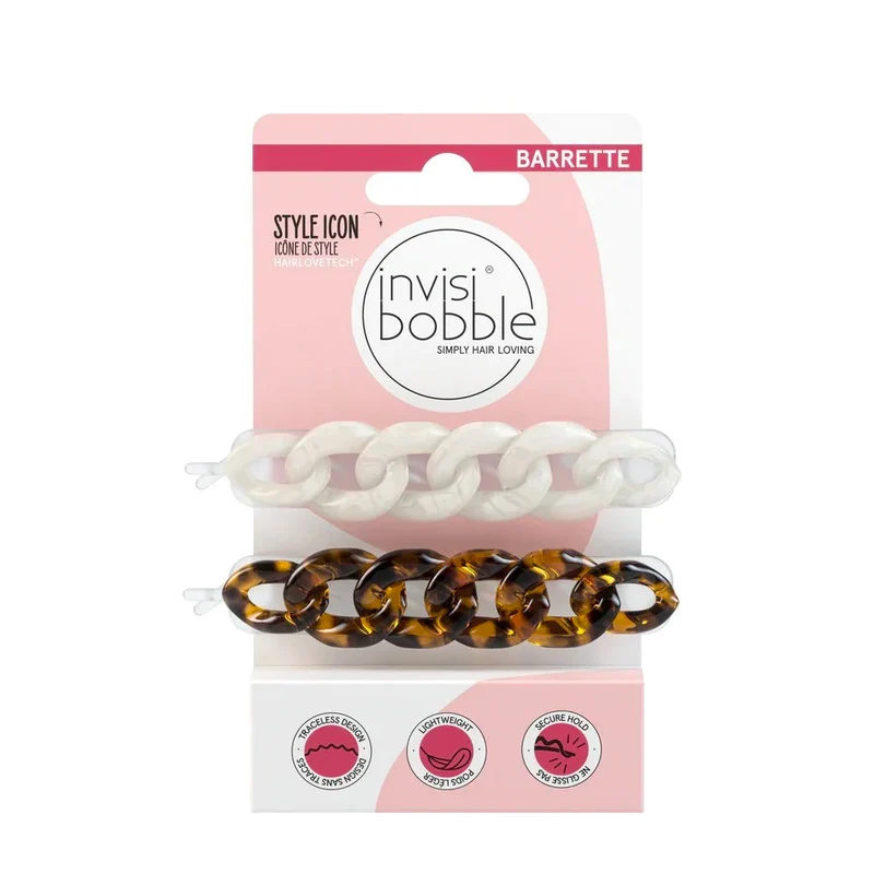 Invisibobble Barrette Too Glam to Give - barrettes blanches et brunes