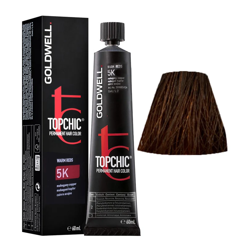 Tube Goldwell Topchic 5K Cuivre Acajou 60ml - coloration permanente en tube