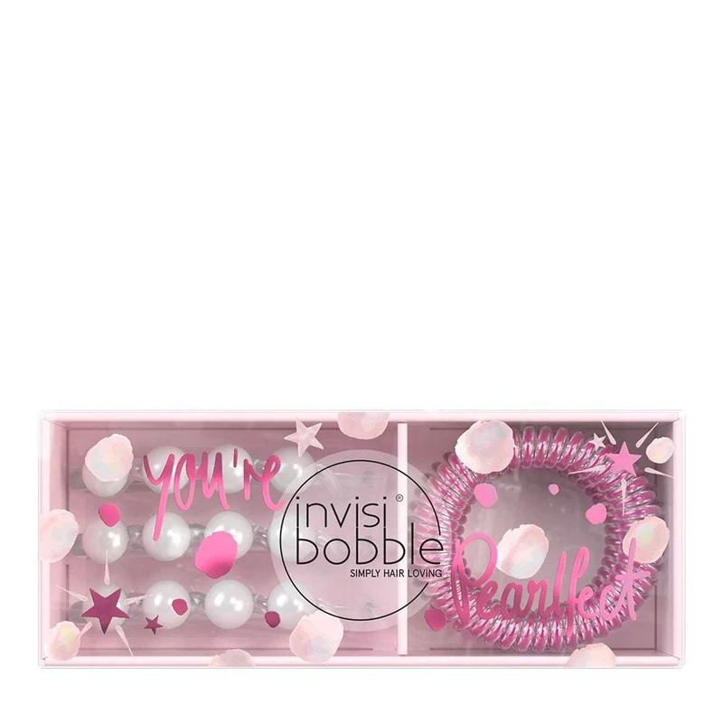 Invisibobble Sparks Flying Duo - kit avec élastique spirale rose et épingle à cheveux perlée