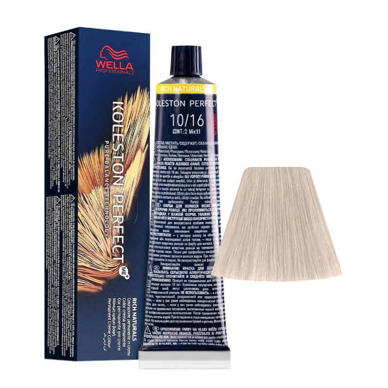 Wella Koleston Perfect Me+ Rich Naturals 10/16 Blond Platine Cendré Violet 60 ml - coloration permanente
