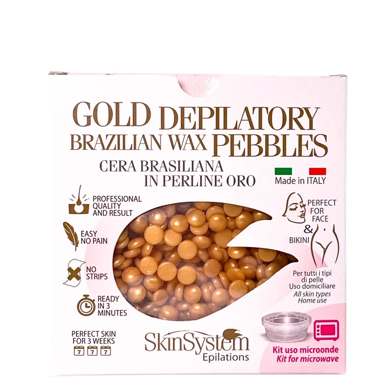 SkinSystem Gold Depilatoru Brazilian Waz Pebbles Kit for Microwave - kit cire en perles pour micro-ondes