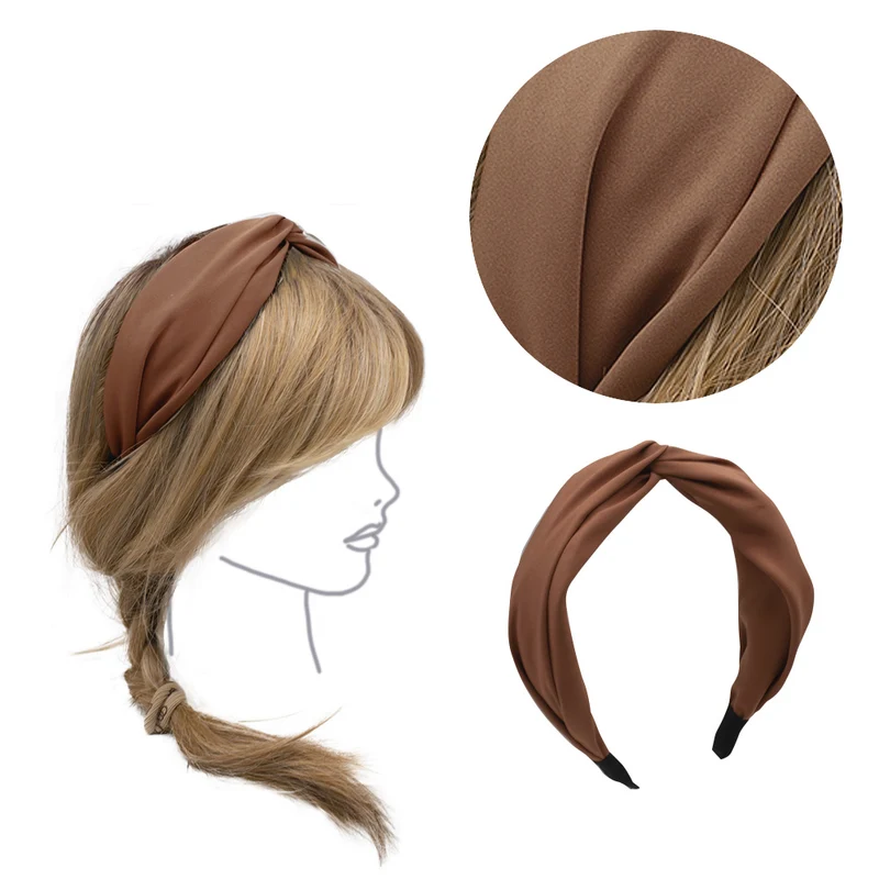 VIAHERMADA Serre-tête en Tissu Marron avec Noeud