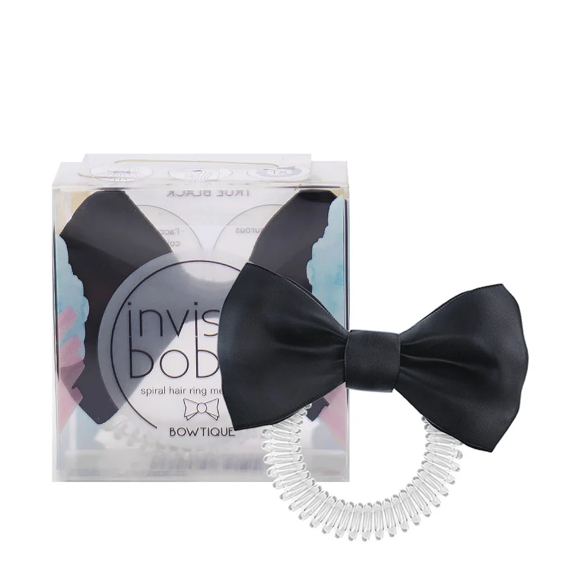 Invisibobble Bowtique True Black - élastique en forme de spirale avec noeud noir