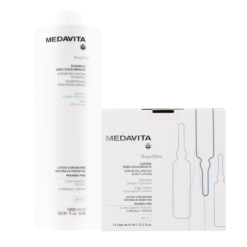 Medavita Requilibre Shampooing pH 5.5 1000ml Sebum-Lotion pH 3 12x6ml