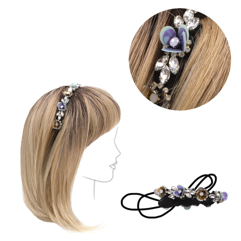 VIAHERMADA Bandeau Élastique avec Strass et Cristaux