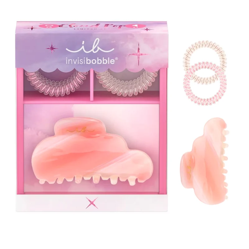 Invisibobble Cloud Pop Set - elastiques spirale et pince à cheveux