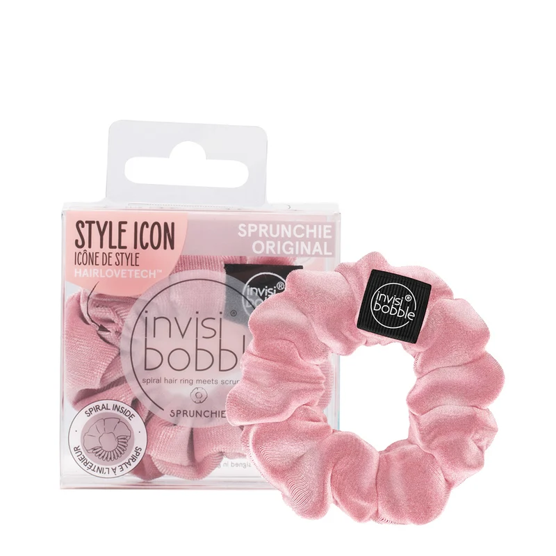 Invisibobble Sprunchie élastique à cheveux vintage en velours rose pastel