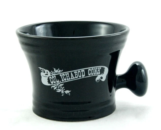 Black Ceramic Apothecary Shave Mug - White Col. Conk Logo