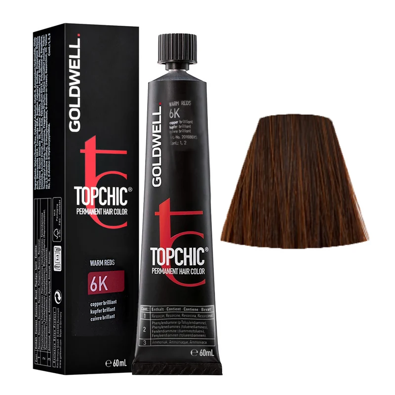 Goldwell Topchic Tube 6K Cuivre Brillant 60ml - coloration permanente en tube