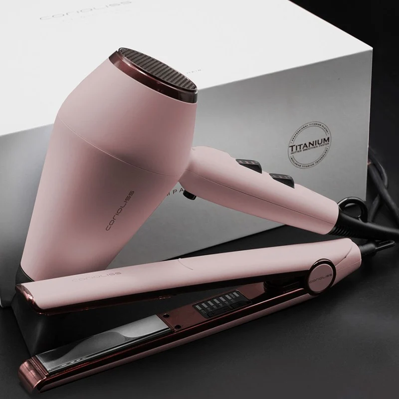 Kit Lisseur C1 Digital + sèche cheveux KOMPACTISSIMO Rose