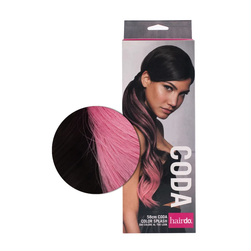 Hairdo Queue Color Splash Ebony / Pink Fucsia 58 cm - queue fuchsia sur noir