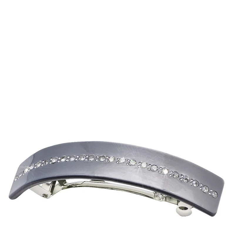 VIAHERMADA Pince à cheveux élégante Matic avec strass gris