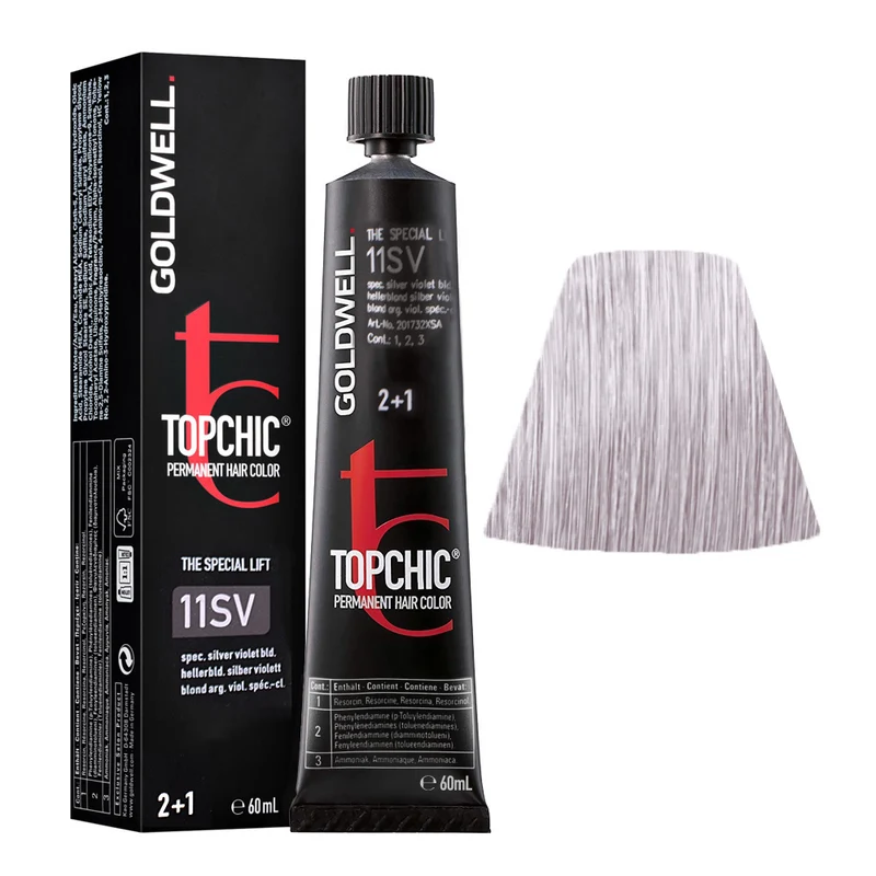 Goldwell Topchic Tube 11SV Blond Argenté Violet Clair 60ml - coloration permanente en tube
