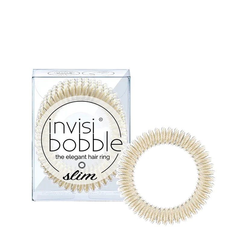 Invisibobble Slim Stay Gold 3pcs. – élastiques en spirale cheveux fins