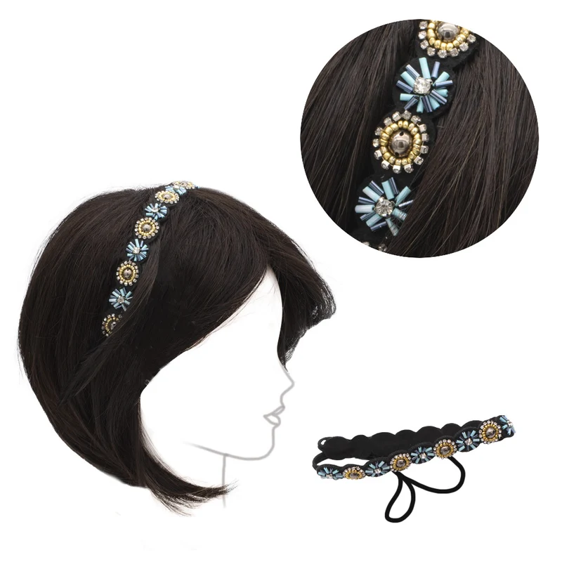 VIAHERMADA Bandeau avec perles et strass cristal