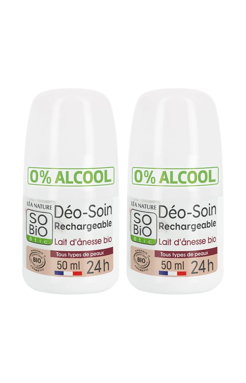 Déodorants roll-on hydratants bio - Lait d'ânesse - 2 x 50 ml