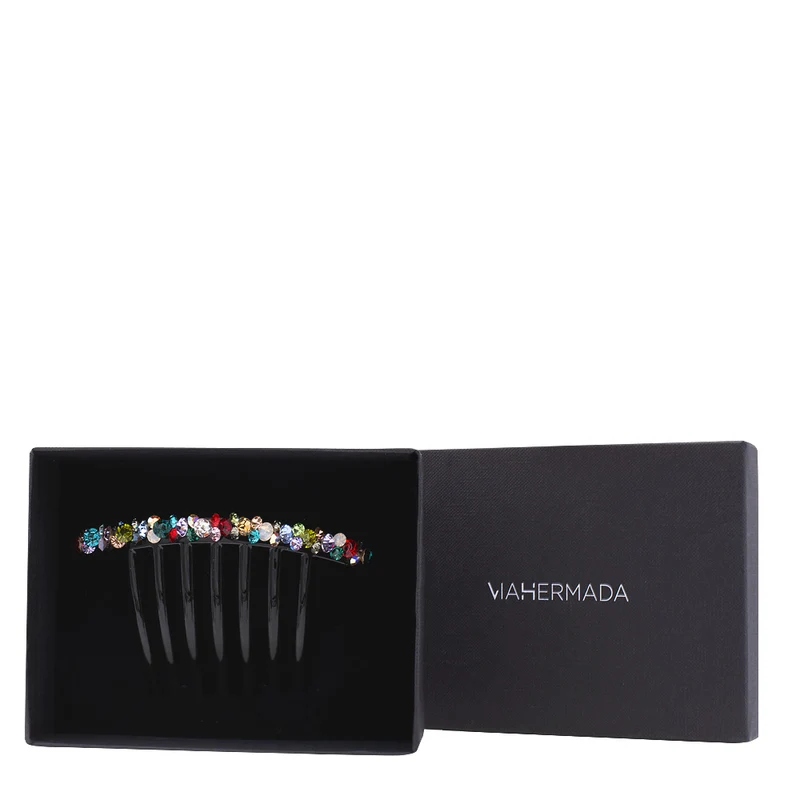 VIAHERMADA Pince à peigne en plastique avec cristaux multicolores