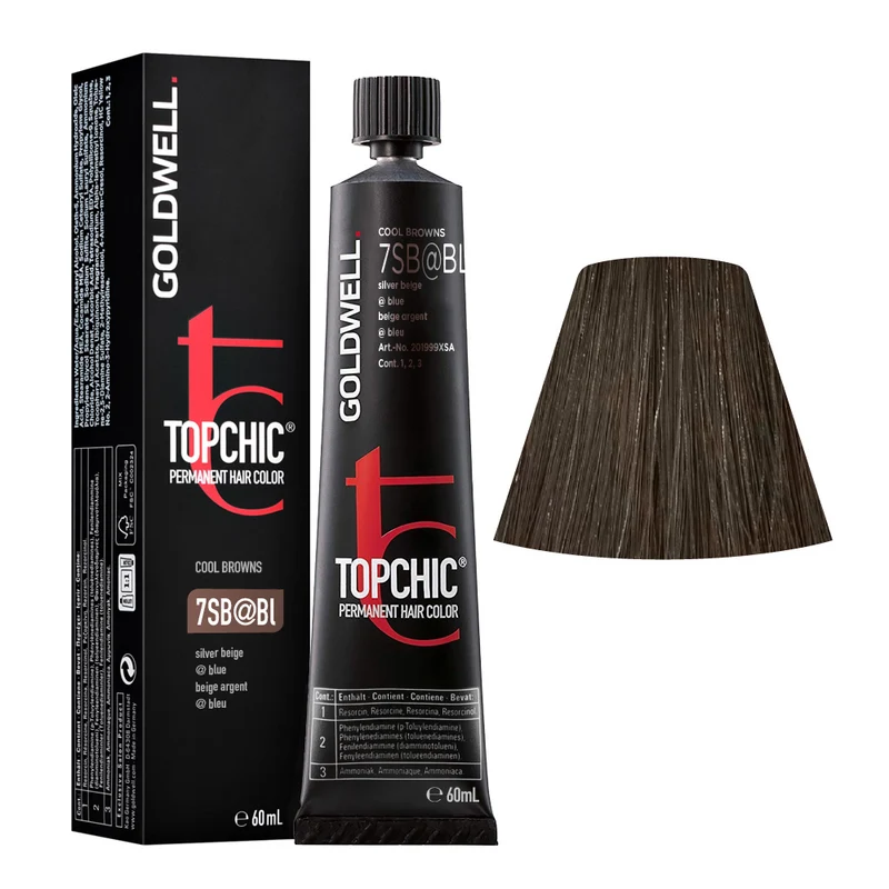 Goldwell Topchic Tube 7SB@BL Beige Argenté Elumenated Bleu 60ml - coloration permanente en tube
