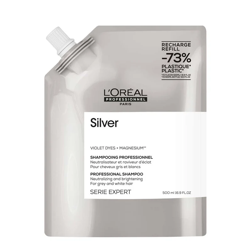 L'Oreal Professionnel Paris Serie Expert Silver Shampoo Refill 500ml - éco-recharge shampoing anti-jaunissement